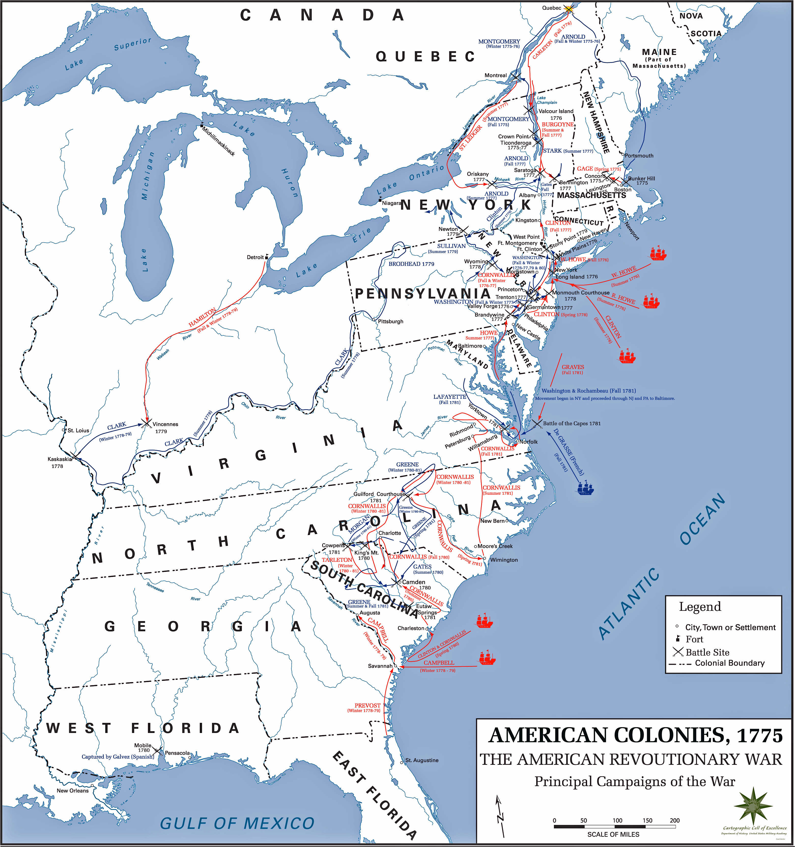 Revolutionary War Map Printable The American Revolution Or War Of Independence Started At The